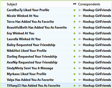 Hookupgirlfriends.com fictitious emails